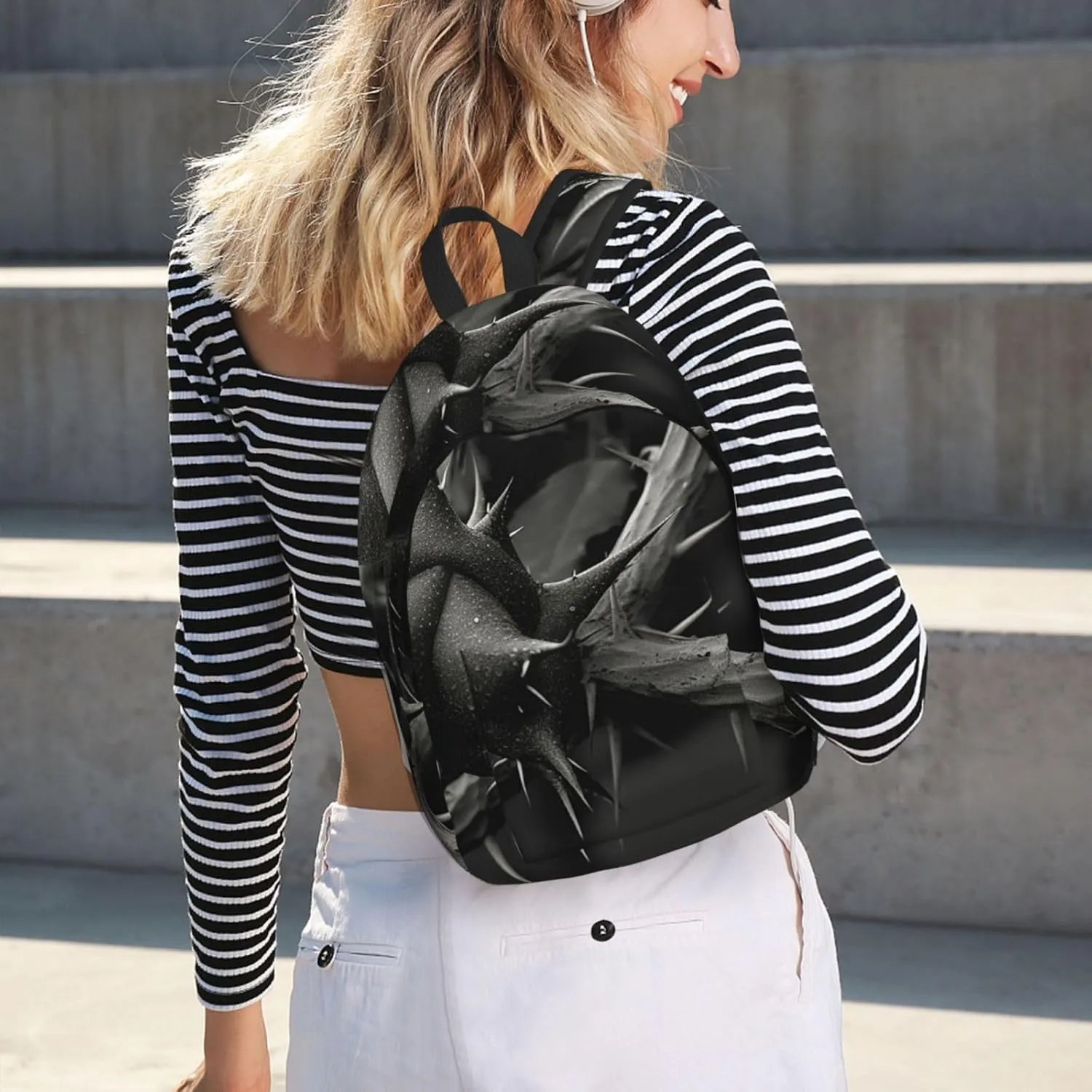 Backpack for Women Men Lightweight Casual Travel Daypack Triangle and thorns Laptop Backpack Cute Work Bag, Black, M
