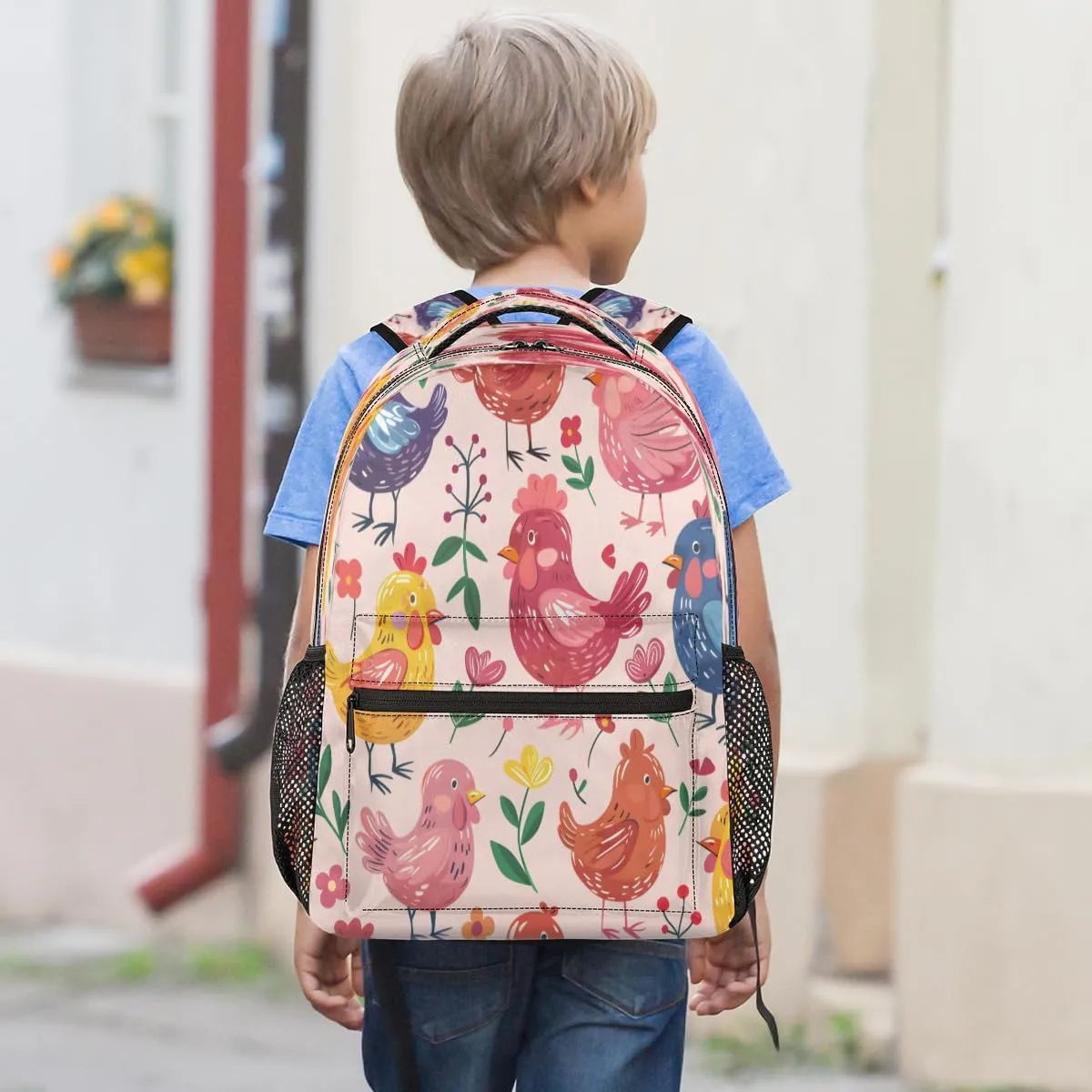 Backpack for Women Men, Waterproof Colorful Rooster Casual Back Pack, Lightweight Rustic Farmhouse Cock Chicken Daypack Bag for Travel Camping Work