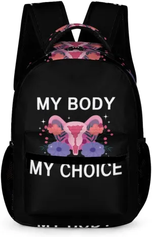 Backpack My Body My Choice Pro Choice Reproductive Rights Laptop Backpack Casual Daypack Cute Travel Backpack for Women Men
