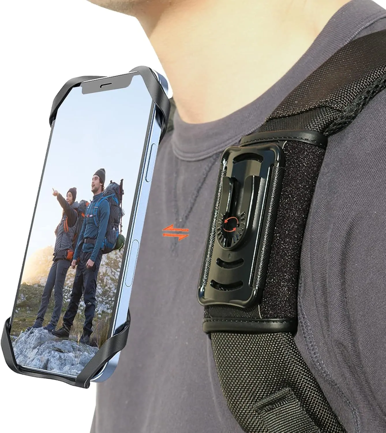 Backpack Strap Phone Holder,Backpack Strap Clip for Phone,Backpack Clamp Mount for Phone Fit Hiking/Alpinism/Climbing/Traveling