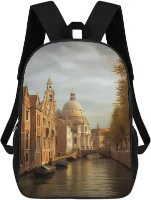 Backpack Travel Laptop Backpack for Men Women Canal And Church Casual Daypack Adjustable Lightweight Computer Bag