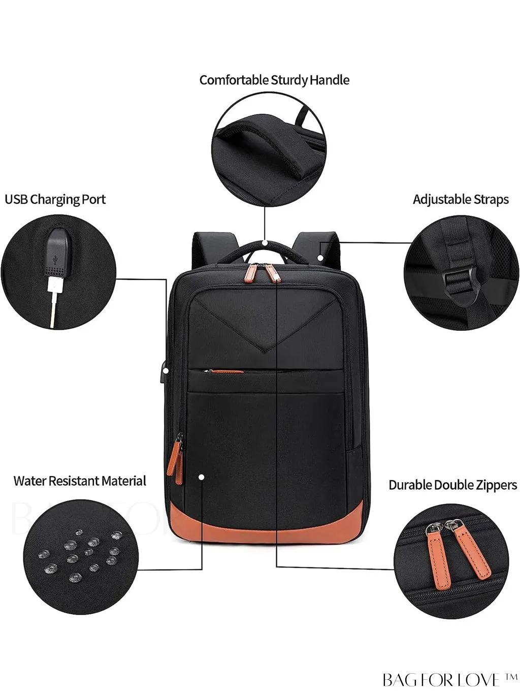 BagForLove - 17.3 USB Charging Travel Laptop Backpack - Business Work Bag for Airplane Travel - Men & Women