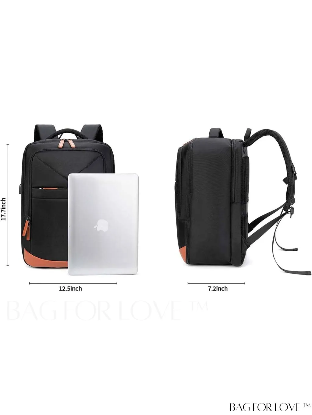 BagForLove - 17.3 USB Charging Travel Laptop Backpack - Business Work Bag for Airplane Travel - Men & Women