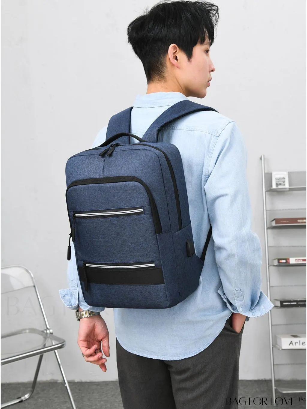 BagForLove - Business Laptop Backpack with Two Tone Charging Port and Zipper