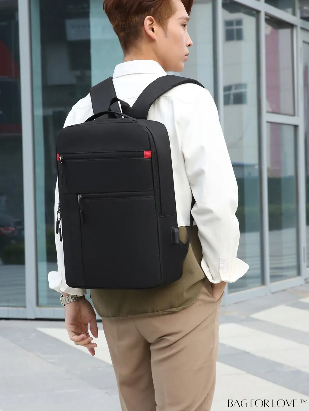 BagForLove - Sturdy USB Laptop Backpack with Zipper Front - Perfect for Work