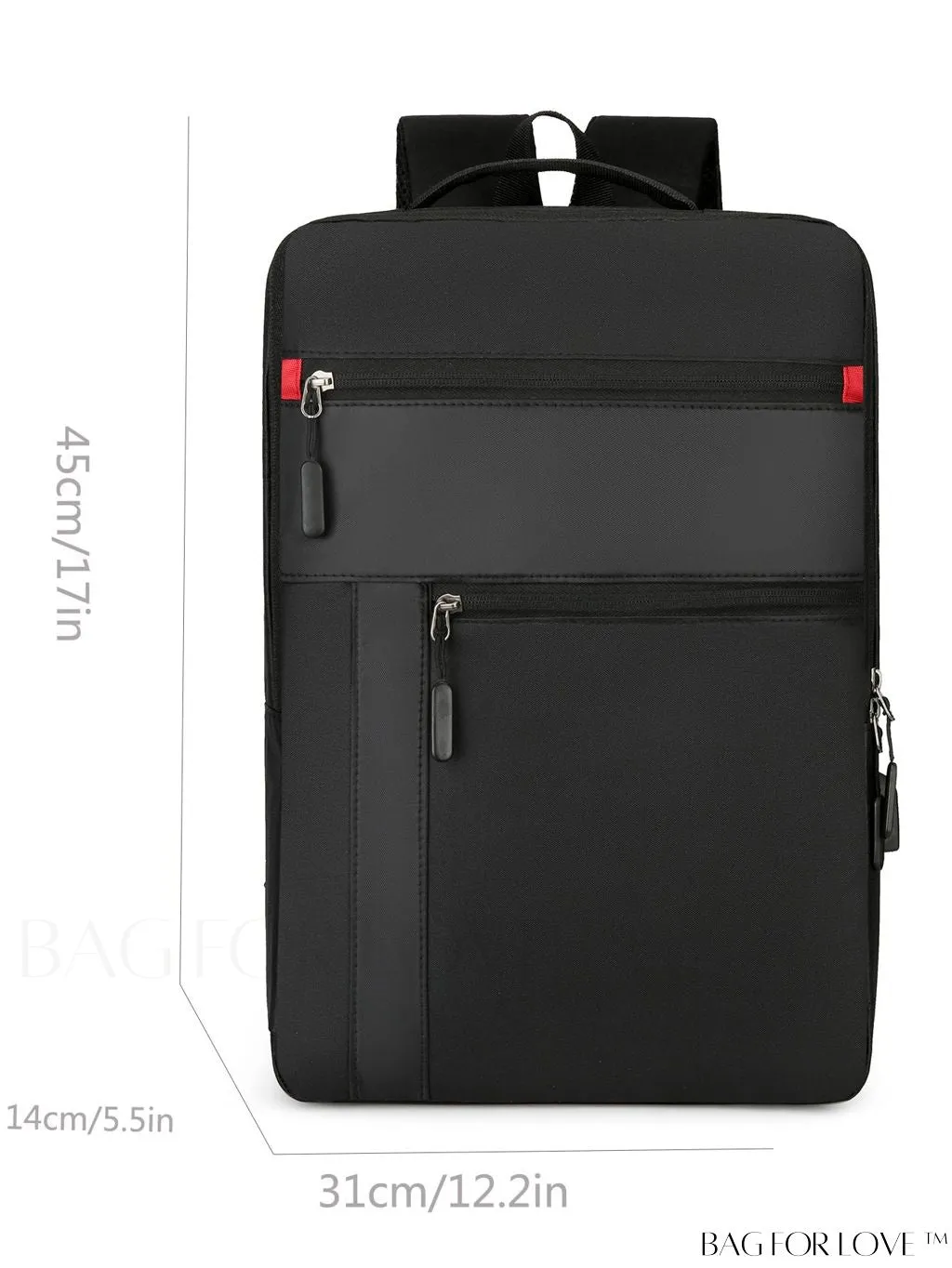 BagForLove - Sturdy USB Laptop Backpack with Zipper Front - Perfect for Work