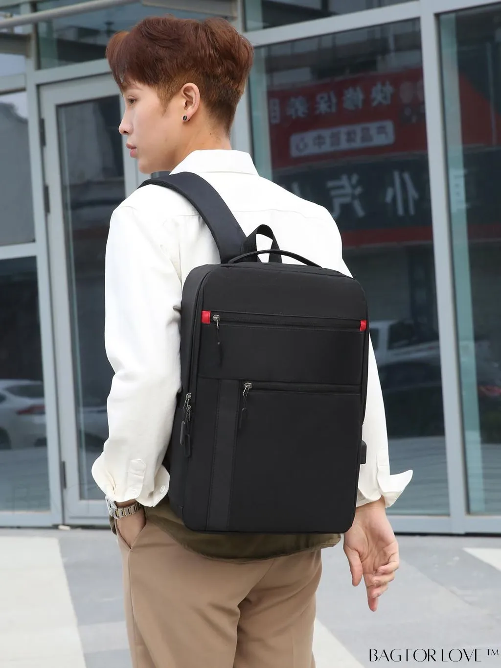 BagForLove - Sturdy USB Laptop Backpack with Zipper Front - Perfect for Work