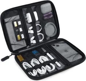 BAGSMART Electronics Travel Organizer Case, Tech Accessories Cord Storage Bag for Phone, Power Bank, SD Card, Cables, Black
