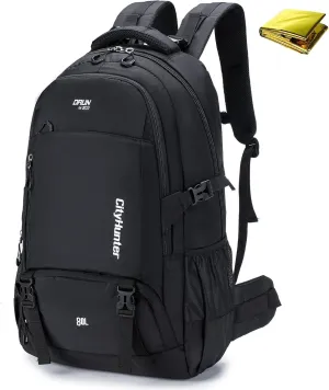 BAGZY Hiking Backpack Waterproof 80L Lightweight Travel Backpack Large Daypack Camping Backpacking for Men Women Black