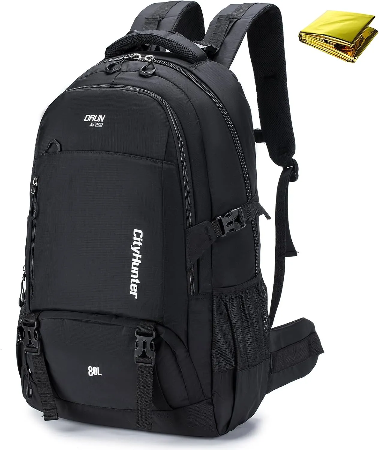 BAGZY Hiking Backpack Waterproof 80L Lightweight Travel Backpack Large Daypack Camping Backpacking for Men Women Black