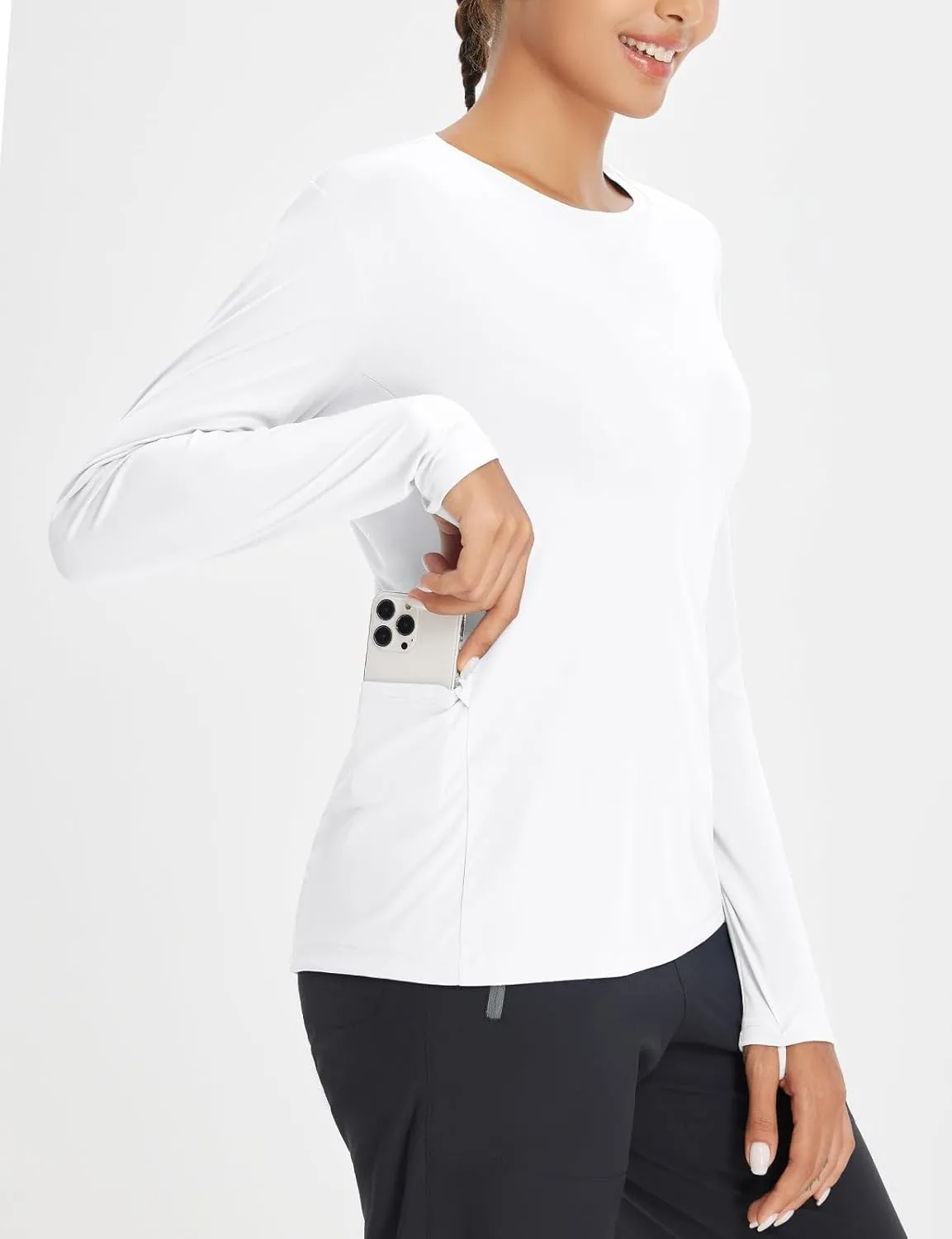 baleaf Women's Sun Shirt UV Protection Shirts Rash Guard Pockets SPF UPF 50  Quick Dry Long Sleeve Clothing