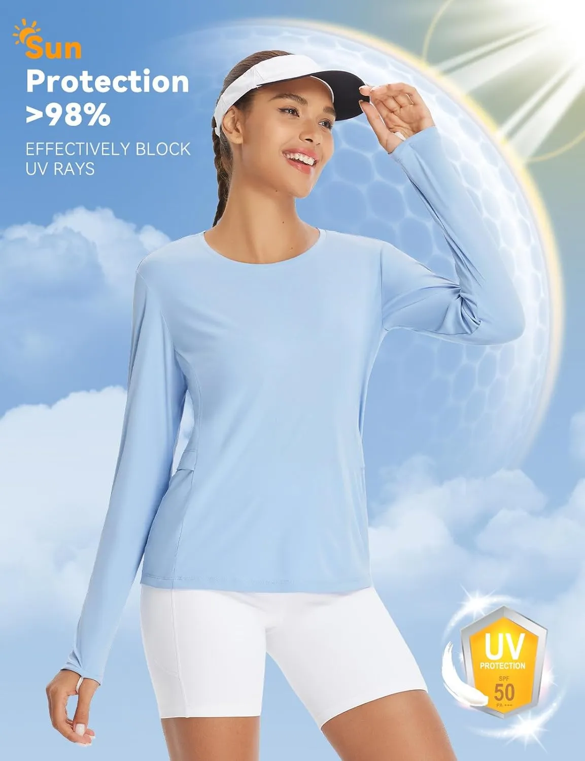 baleaf Women's Sun Shirt UV Protection Shirts Rash Guard Pockets SPF UPF 50  Quick Dry Long Sleeve Clothing