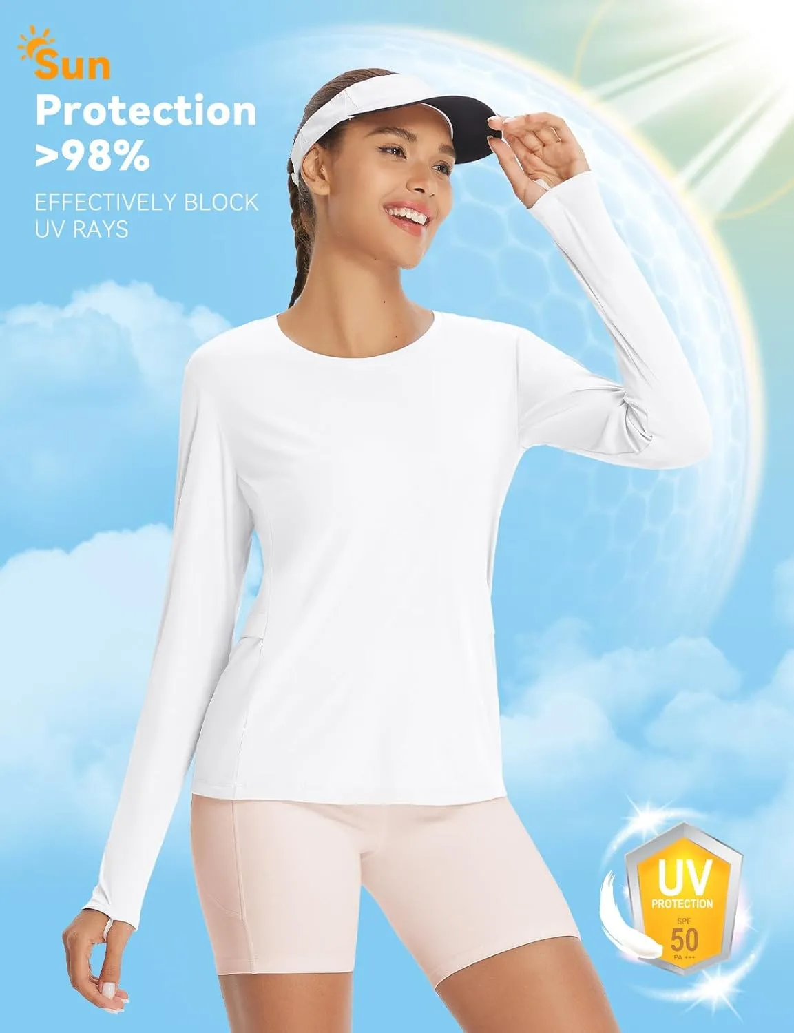 baleaf Women's Sun Shirt UV Protection Shirts Rash Guard Pockets SPF UPF 50  Quick Dry Long Sleeve Clothing