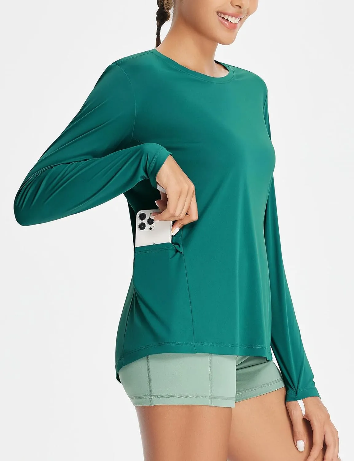 baleaf Women's Sun Shirt UV Protection Shirts Rash Guard Pockets SPF UPF 50  Quick Dry Long Sleeve Clothing