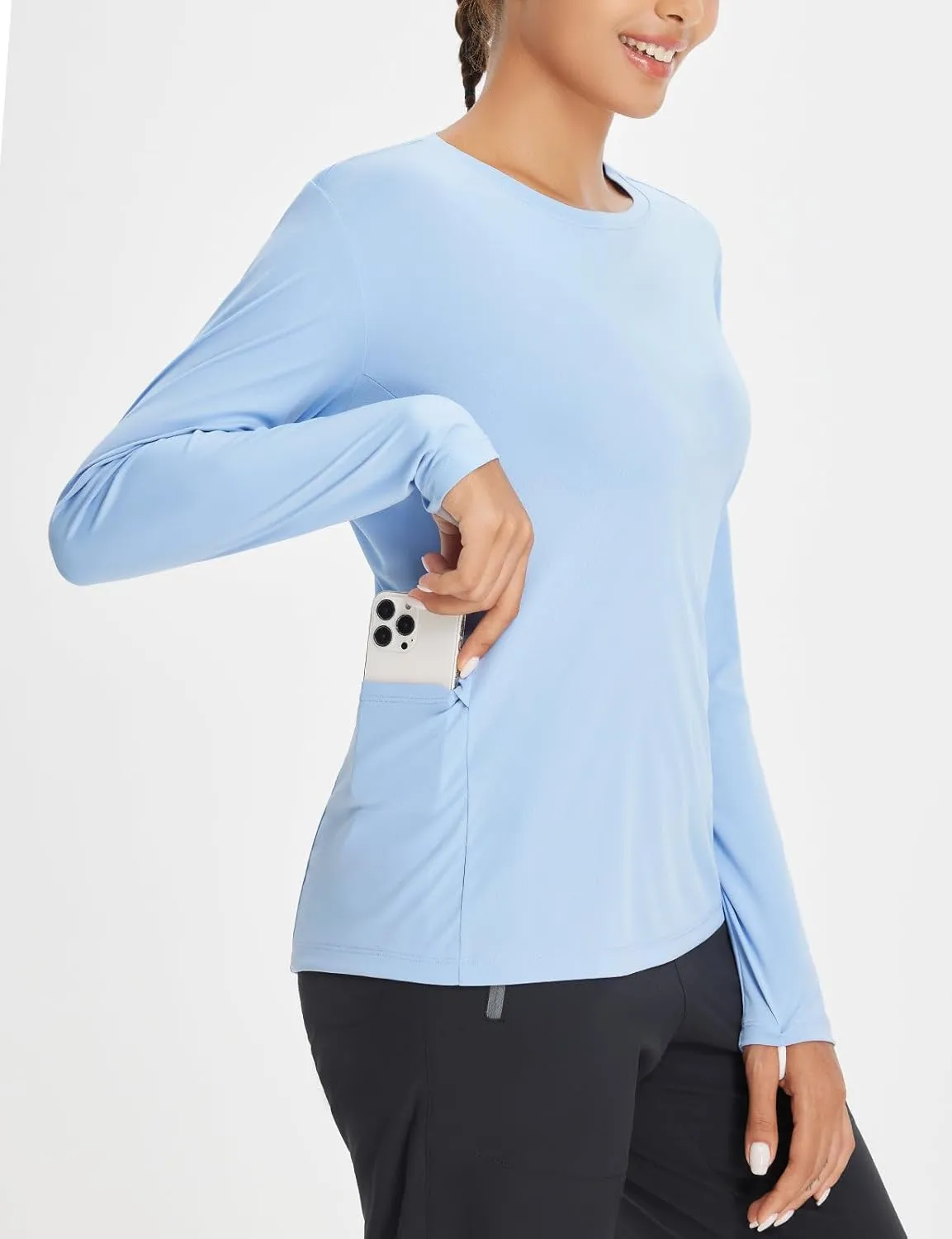 baleaf Women's Sun Shirt UV Protection Shirts Rash Guard Pockets SPF UPF 50  Quick Dry Long Sleeve Clothing