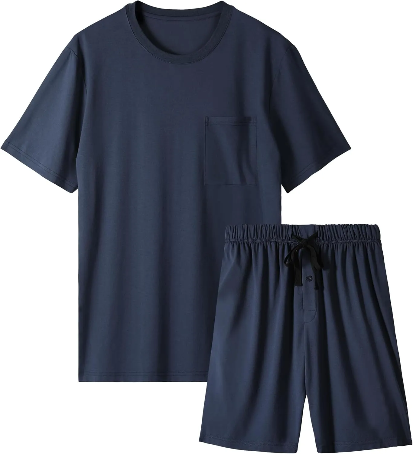 BAMBOO COOL Mens Pajama Set Summer Pjs Sleepwear Short Sleeve Shirts Soft Lightweight Sleep Sets with Pockets S-2XL