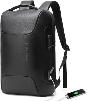 BANGE Genuine Leather Laptop Backpack Fits 15.6 Inch,Anti Theft Business Back Pack with TSA Lock, Office Work Backpack with USB3.0 Charging Port for Men and Women…