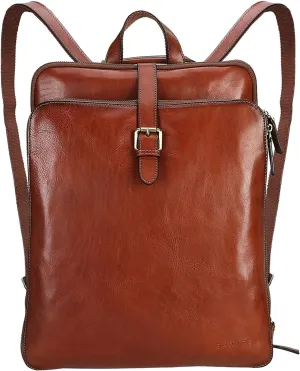 Banuce Stylish Convertible Full Grain Italian Leather Backpack Purse for Women Travel Laptop Backpack with luggage strap