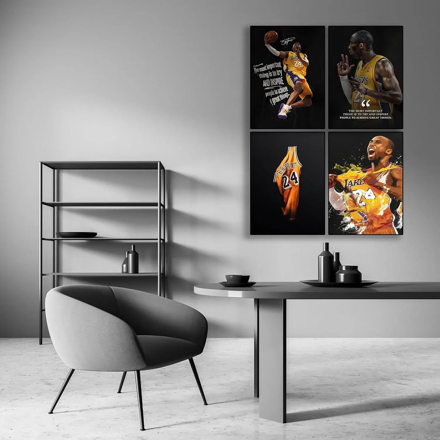 BAOGELI Kobe Poster Basketball Canvas Poster Wall Art Print Set of 4 Gifts for Boys Living Room Bedroom Decoration Unframed: 8x12inch