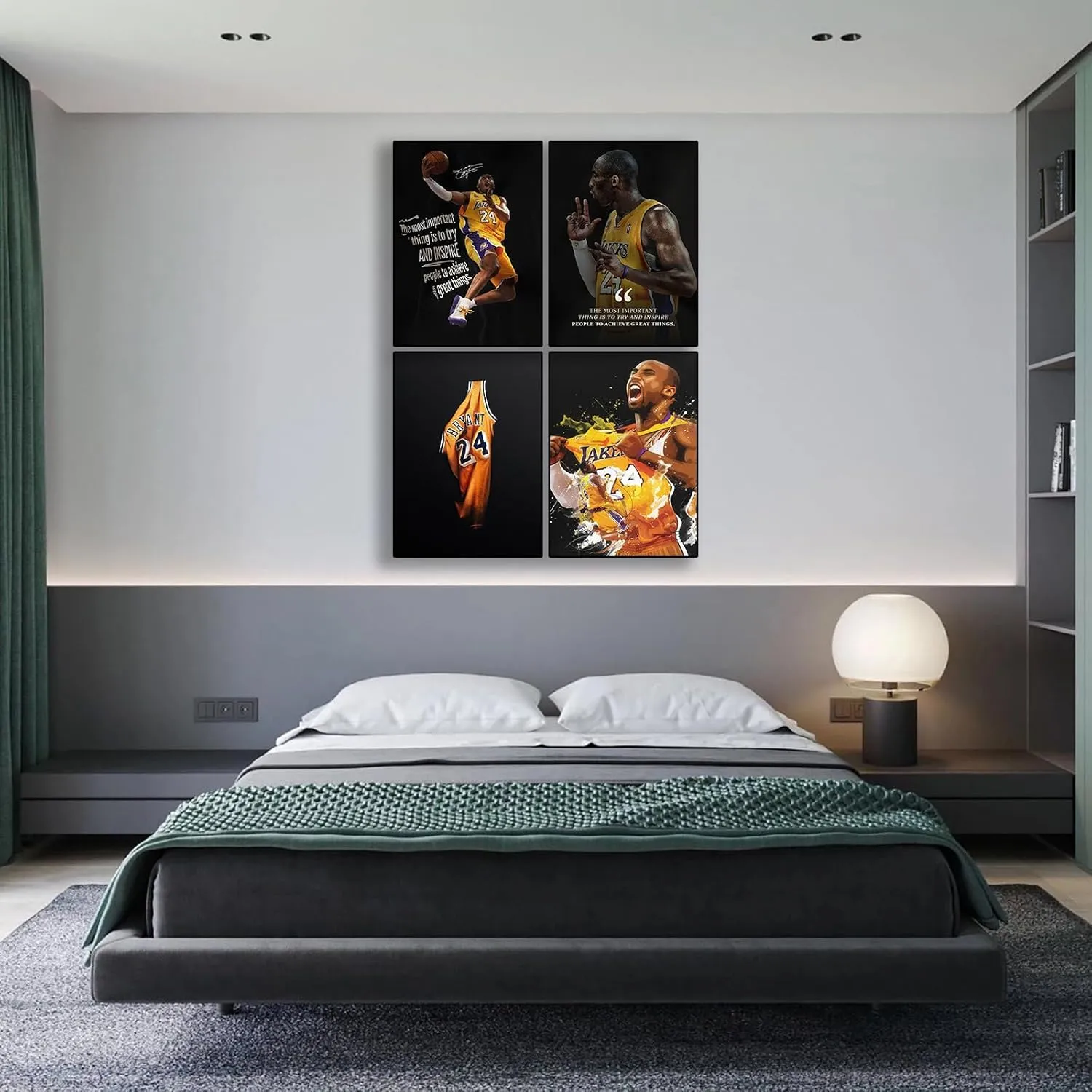 BAOGELI Kobe Poster Basketball Canvas Poster Wall Art Print Set of 4 Gifts for Boys Living Room Bedroom Decoration Unframed: 8x12inch