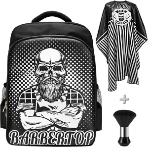 Barber Supplies Clippers Backpack for Hairdresser, with Barber Cape & Barber Brush, Large Barber Travel Bag Zipper Backpack, Water Proof Barber Accessories of Professional Hair Cutting Tools Backpack