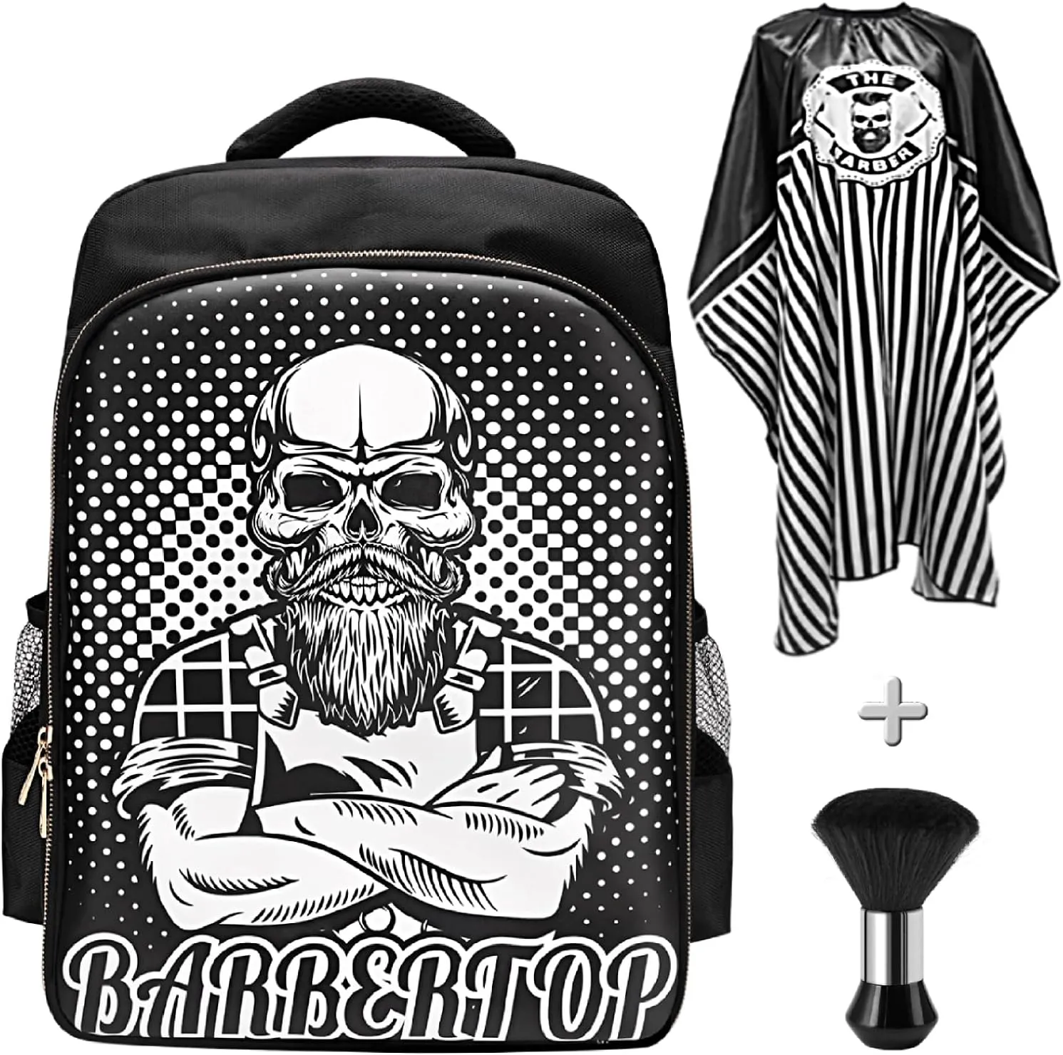 Barber Supplies Clippers Backpack for Hairdresser, with Barber Cape & Barber Brush, Large Barber Travel Bag Zipper Backpack, Water Proof Barber Accessories of Professional Hair Cutting Tools Backpack