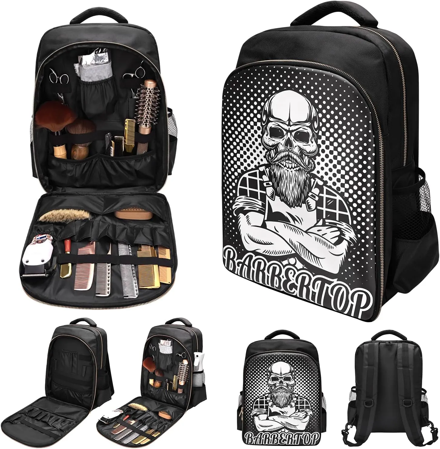 Barber Supplies Clippers Backpack for Hairdresser, with Barber Cape & Barber Brush, Large Barber Travel Bag Zipper Backpack, Water Proof Barber Accessories of Professional Hair Cutting Tools Backpack