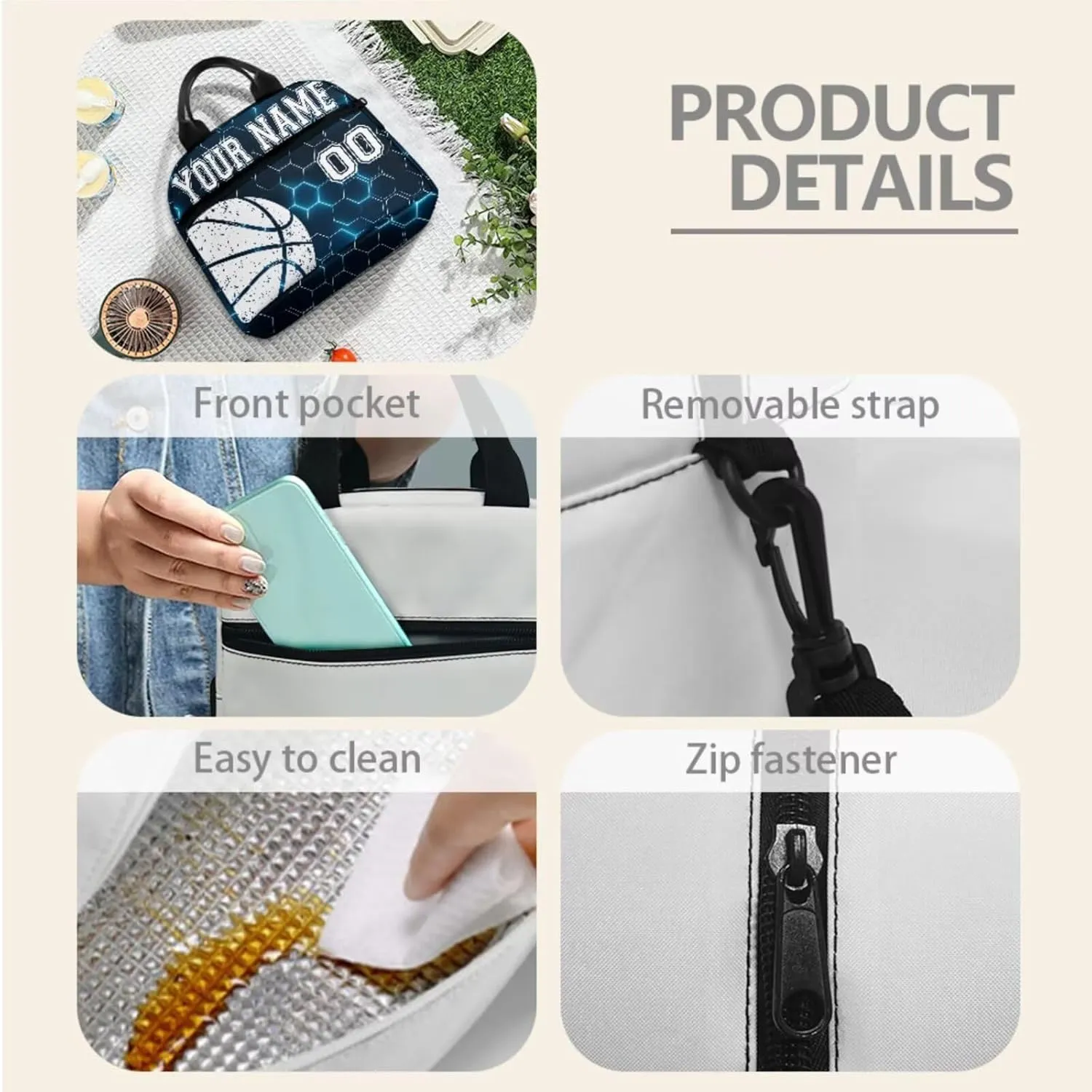Basketball Blue Hexagonal Grid Plaid Customize Kids Laptop Backpack Lightweight 17" Hiking Backpack for School Travel Water-Resistant Book Bag Daypack Knapsack Lunch Bag Pencil Case 3 Pcs