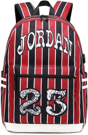 Basketball Player 23 Backpack Laptop Travel Bag Men's Women's Teenage Schoolbag (Black Red White)
