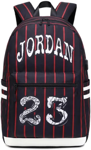 Basketball Player 23 Backpack Laptop Travel Bag Men's Women's Teenage Schoolbag (Black-Red)