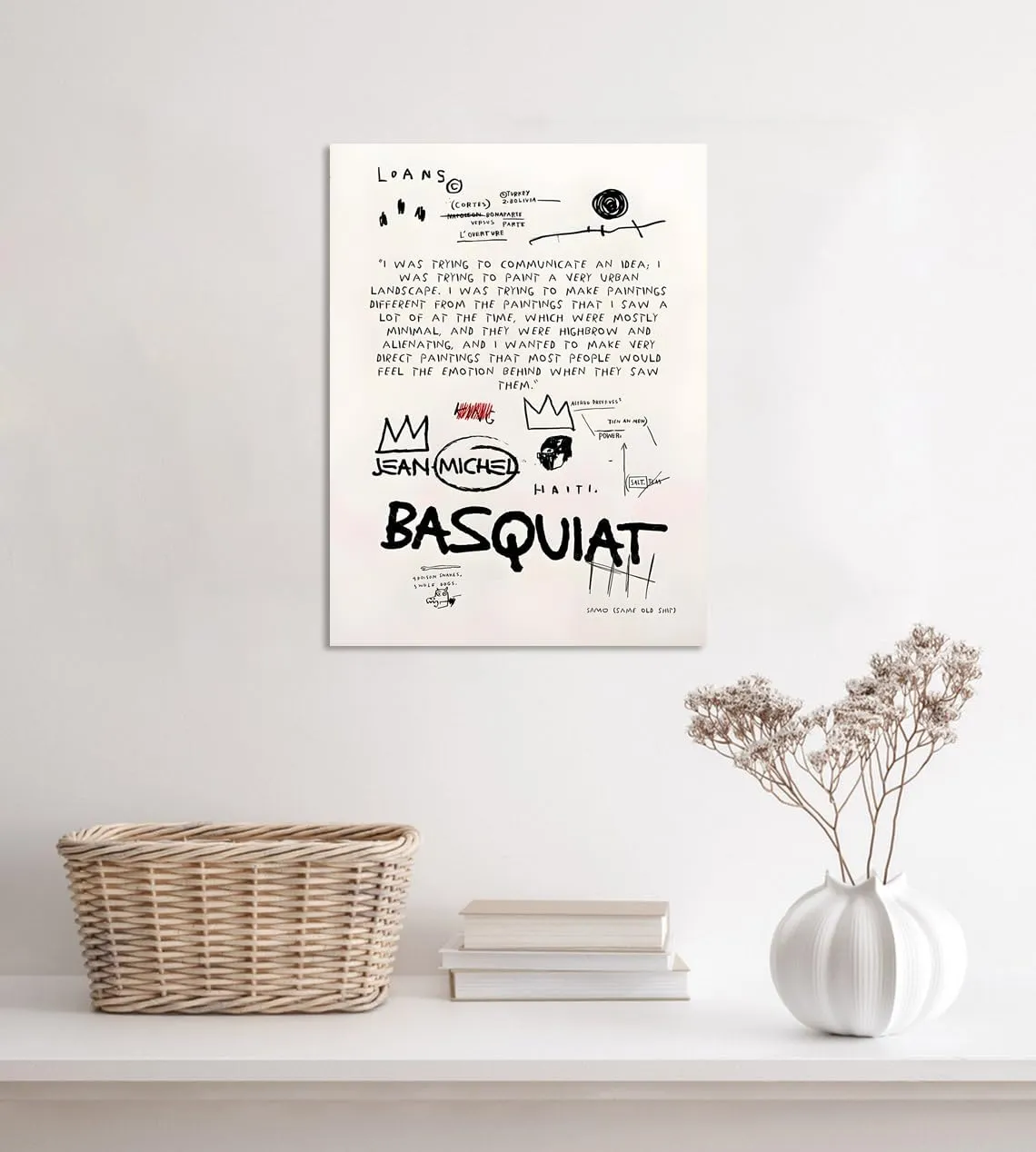 Basquiat Poster, Canvas Prints Jean Michel Basquiat Art, Basquiat Art Wall Decor, Street Wall Art, Basquiat Wall Art, Basquiat Decoration, Framed Basquiat Home Decor Ready To Hang