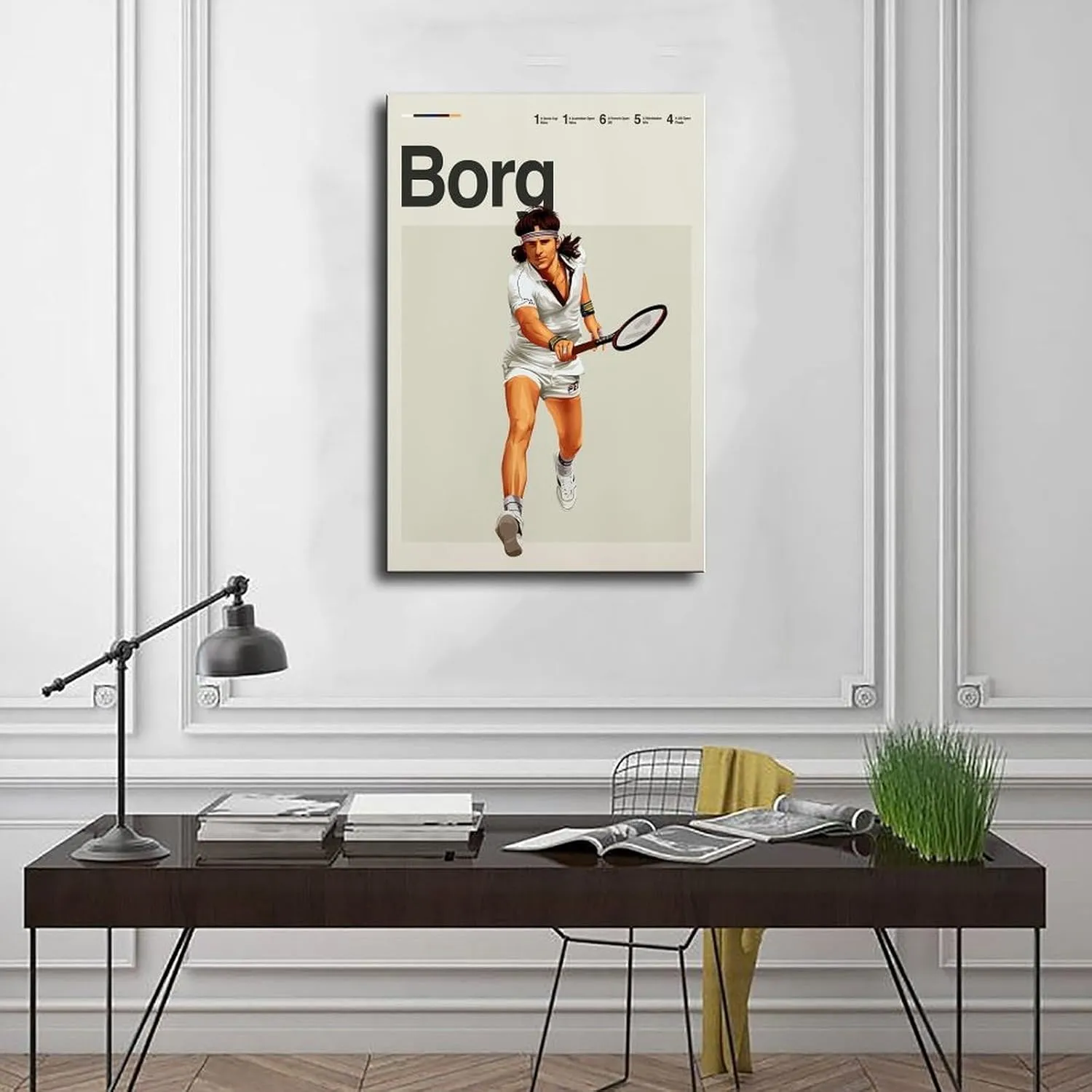 BAVIEN Bjorn Borg Poster Tennis Picture Canvas Poster Wall Art Decor Print Picture Paintings for Living Room Bedroom Decoration Frame:24x36inch(60x90cm)