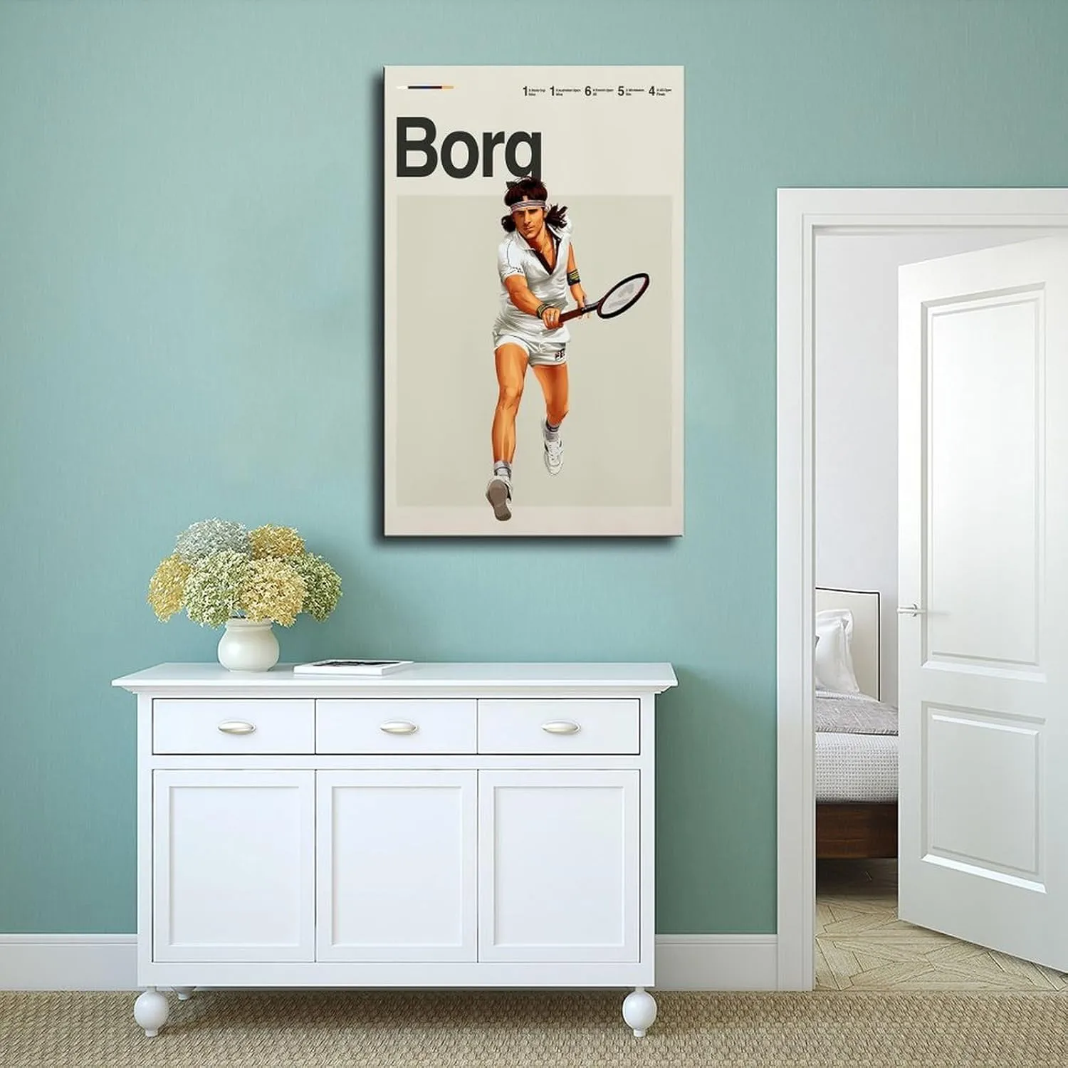 BAVIEN Bjorn Borg Poster Tennis Picture Canvas Poster Wall Art Decor Print Picture Paintings for Living Room Bedroom Decoration Frame:24x36inch(60x90cm)