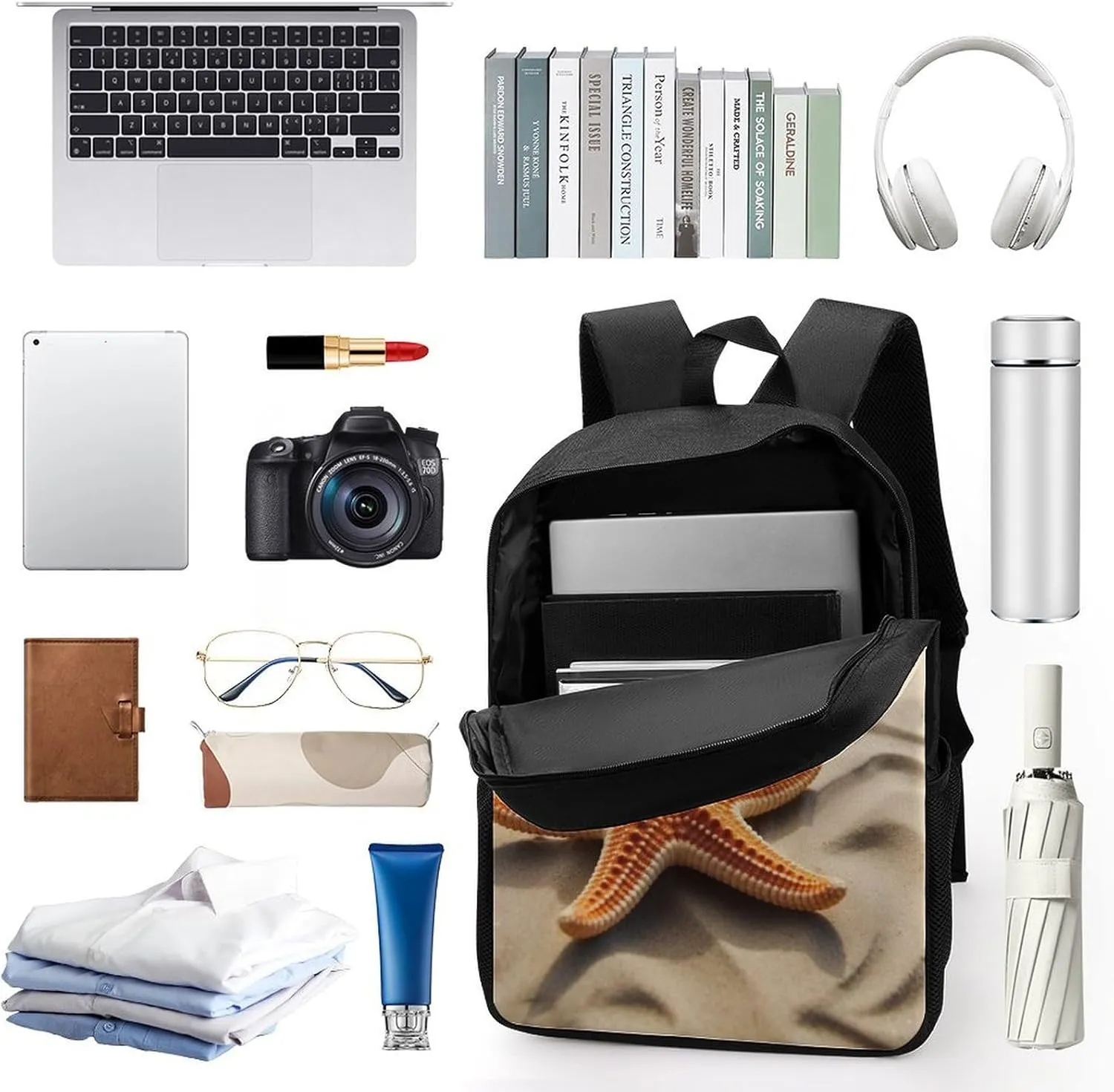 Beach Landscape Backpack, Laptop Backpack for Men, 17 Inch Travel Hiking Daypack, Casual Backpack