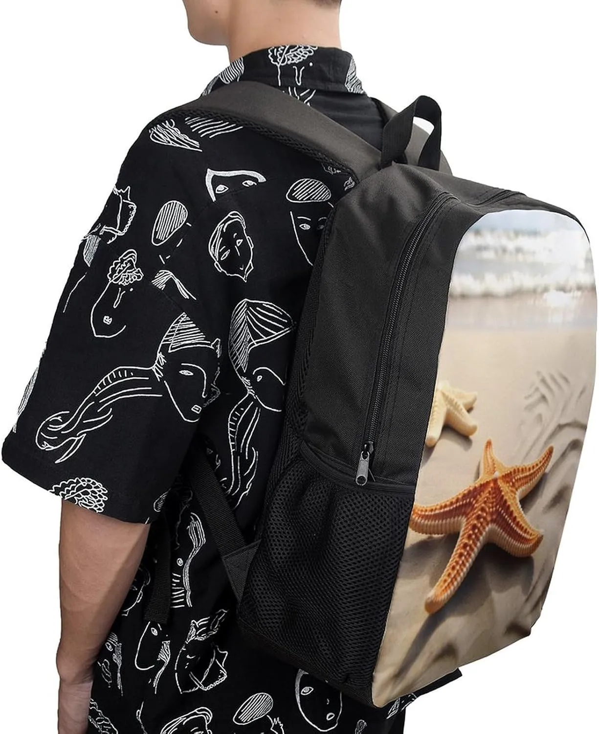 Beach Landscape Backpack, Laptop Backpack for Men, 17 Inch Travel Hiking Daypack, Casual Backpack