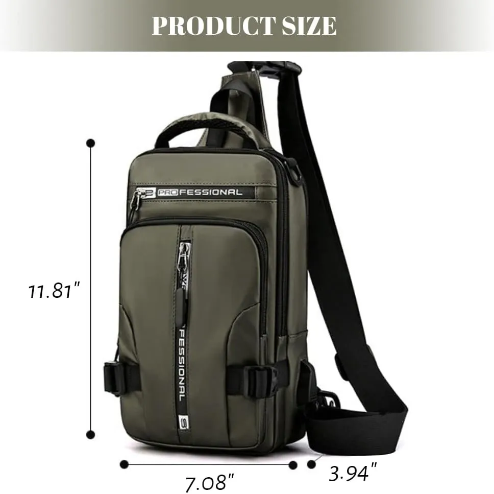 Bealin Waterproof Sling Bag Crossbody Backpack for Men Women Multipurpose Waist Pack with USB Charging Port for Hiking Walking Black