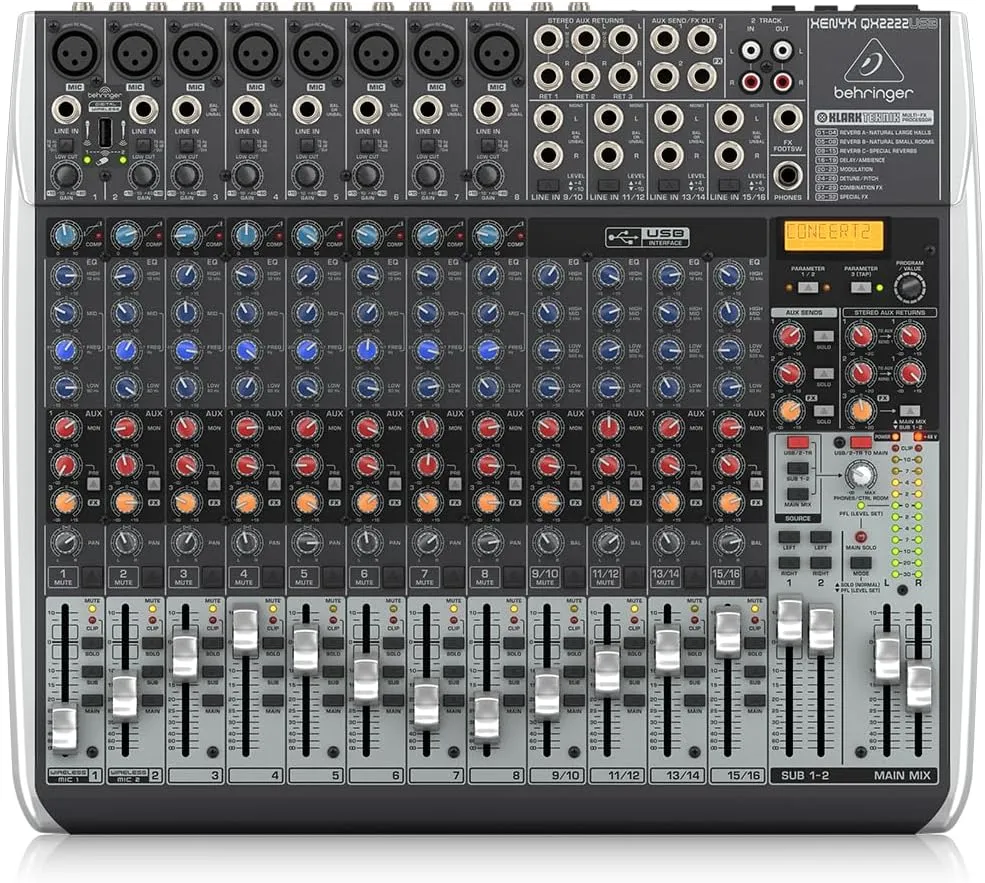 Behringer Xenyx QX2222USB Mixer with USB and Effects