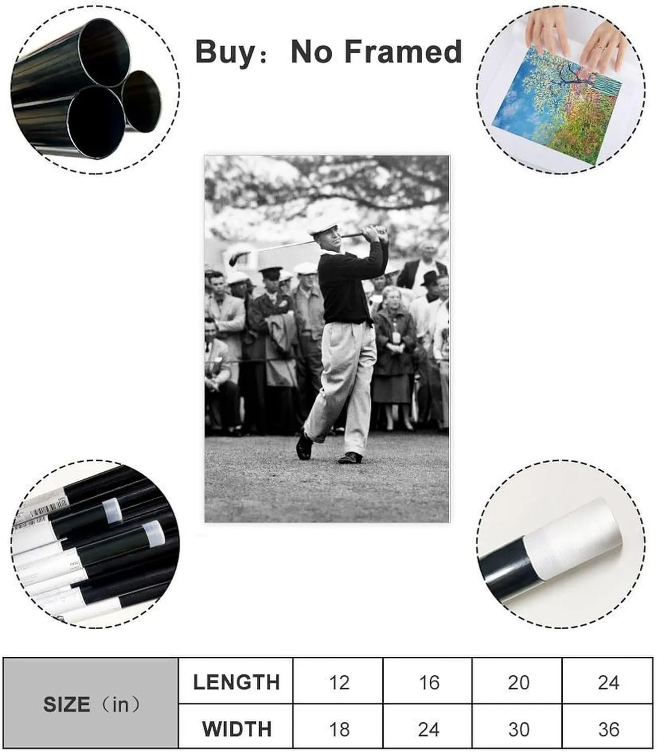 Ben Hogan Golf Poster55 Canvas Poster Bedroom Decor Sports Landscape Office Room Decor Gift Unframe:12x18inch(30x45cm)