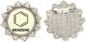 Benzene Molecular Structure Formula Substance Silver Flower Brooch Hook Pin Breastpin