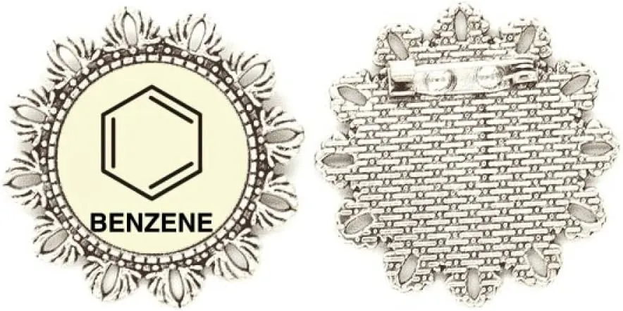 Benzene Molecular Structure Formula Substance Silver Flower Brooch Hook Pin Breastpin
