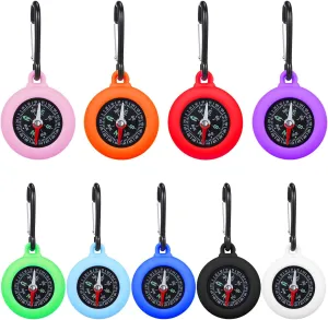 BESPORTBLE 9Pcs Carabiner Compass: Portable Orientation Compass for Hiking, Camping, and Survival – Mini Compass with Multi-Colors and Durable Design