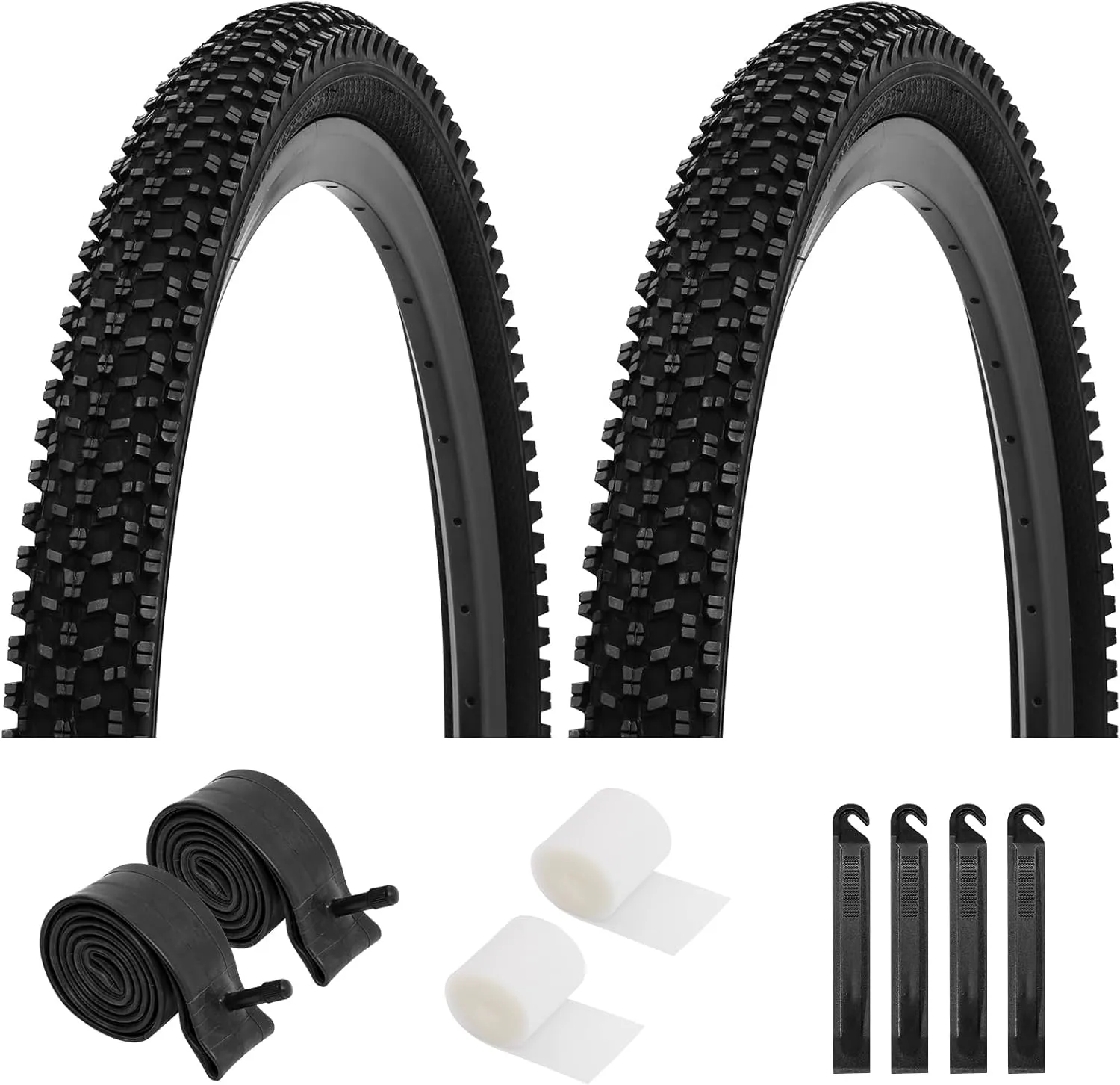 Bike Tires 24x1.95/26x1.95, 2Pack Folding Replacement Bike Tire for Mountain Bike, Puncture-Resistant Bicycle Tires and Bike Tubes 24/26x1.75-2.125 in, with 4PCS Tire Levers and 2 PPU Bike Tire Liner