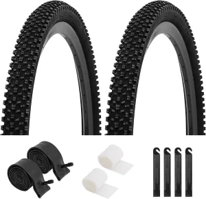 Bike Tires 24x1.95/26x1.95, 2Pack Folding Replacement Bike Tire for Mountain Bike, Puncture-Resistant Bicycle Tires and Bike Tubes 24/26x1.75-2.125 in, with 4PCS Tire Levers and 2 PPU Bike Tire Liner