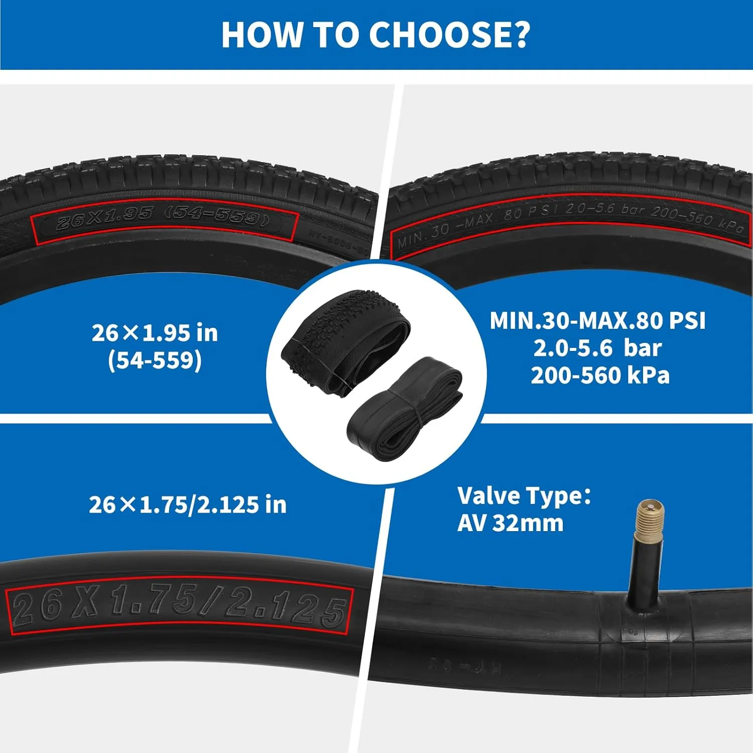 Bike Tires 24x1.95/26x1.95, 2Pack Folding Replacement Bike Tire for Mountain Bike, Puncture-Resistant Bicycle Tires and Bike Tubes 24/26x1.75-2.125 in, with 4PCS Tire Levers and 2 PPU Bike Tire Liner