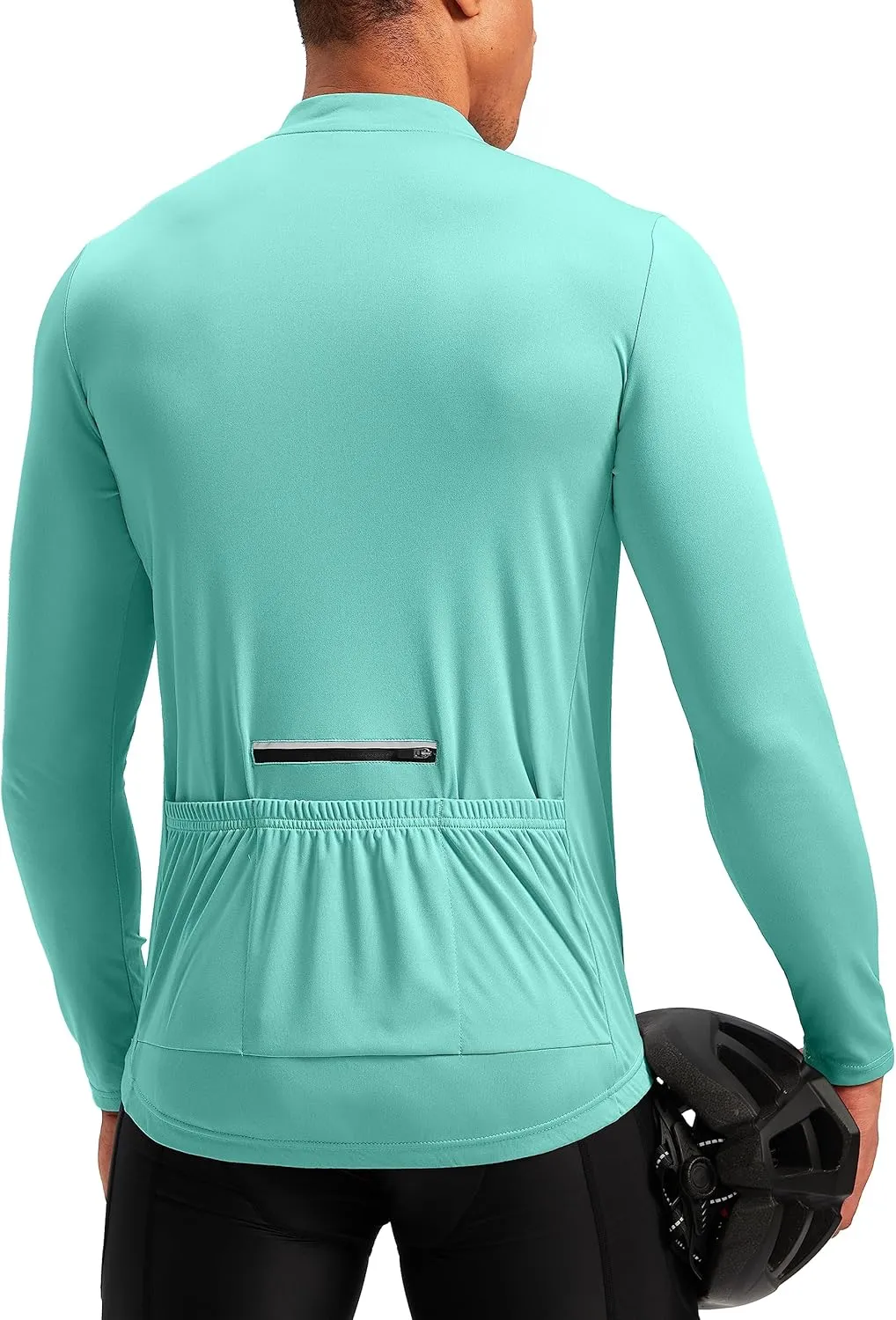 Bikewa Men's Cycling Jersey with 3 1 Rear Zipper Pockets Long Sleeve Moisture Wicking UPF 50  Half Zip Riding Bike Shirts
