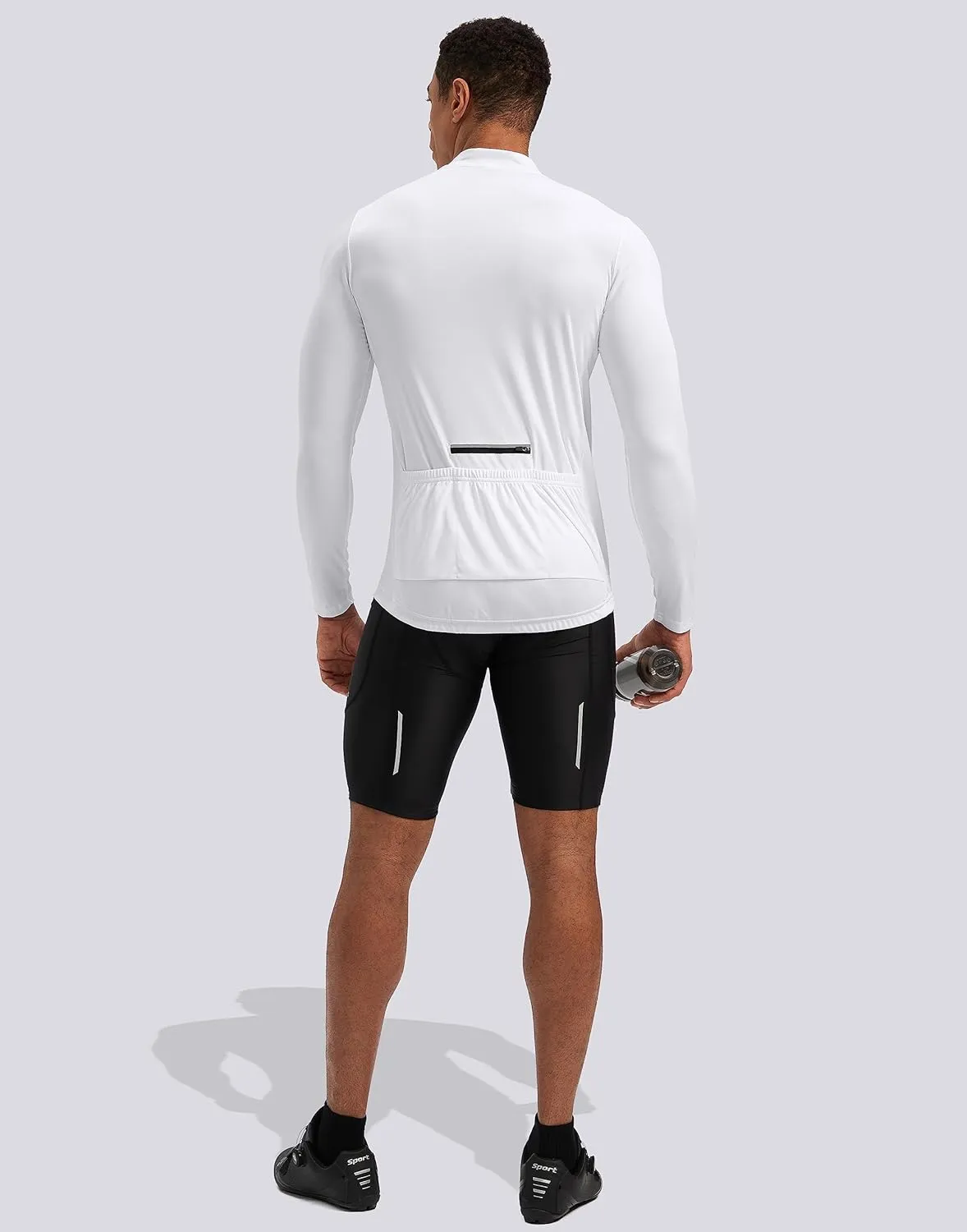 Bikewa Men's Cycling Jersey with 3 1 Rear Zipper Pockets Long Sleeve Moisture Wicking UPF 50  Half Zip Riding Bike Shirts