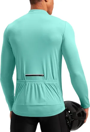 Bikewa Men's Cycling Jersey with 3 1 Rear Zipper Pockets Long Sleeve Moisture Wicking UPF 50  Half Zip Riding Bike Shirts