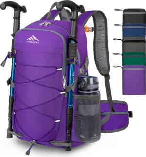 BKNOOU 40L Lightweight Hiking Backpack Packable Camping Backpack Waterproof Hiking Daypack Men Women Foldable Travel Daypack