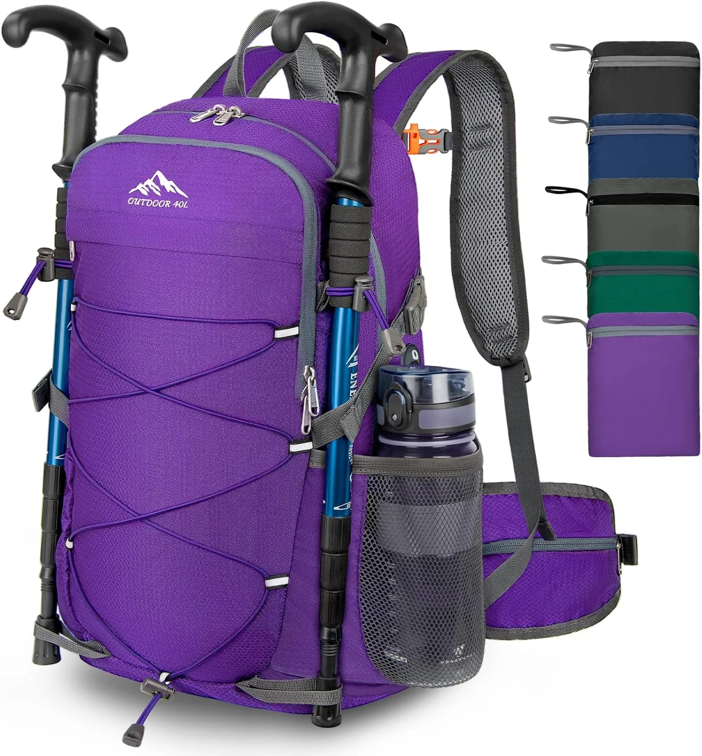 BKNOOU 40L Lightweight Hiking Backpack Packable Camping Backpack Waterproof Hiking Daypack Men Women Foldable Travel Daypack
