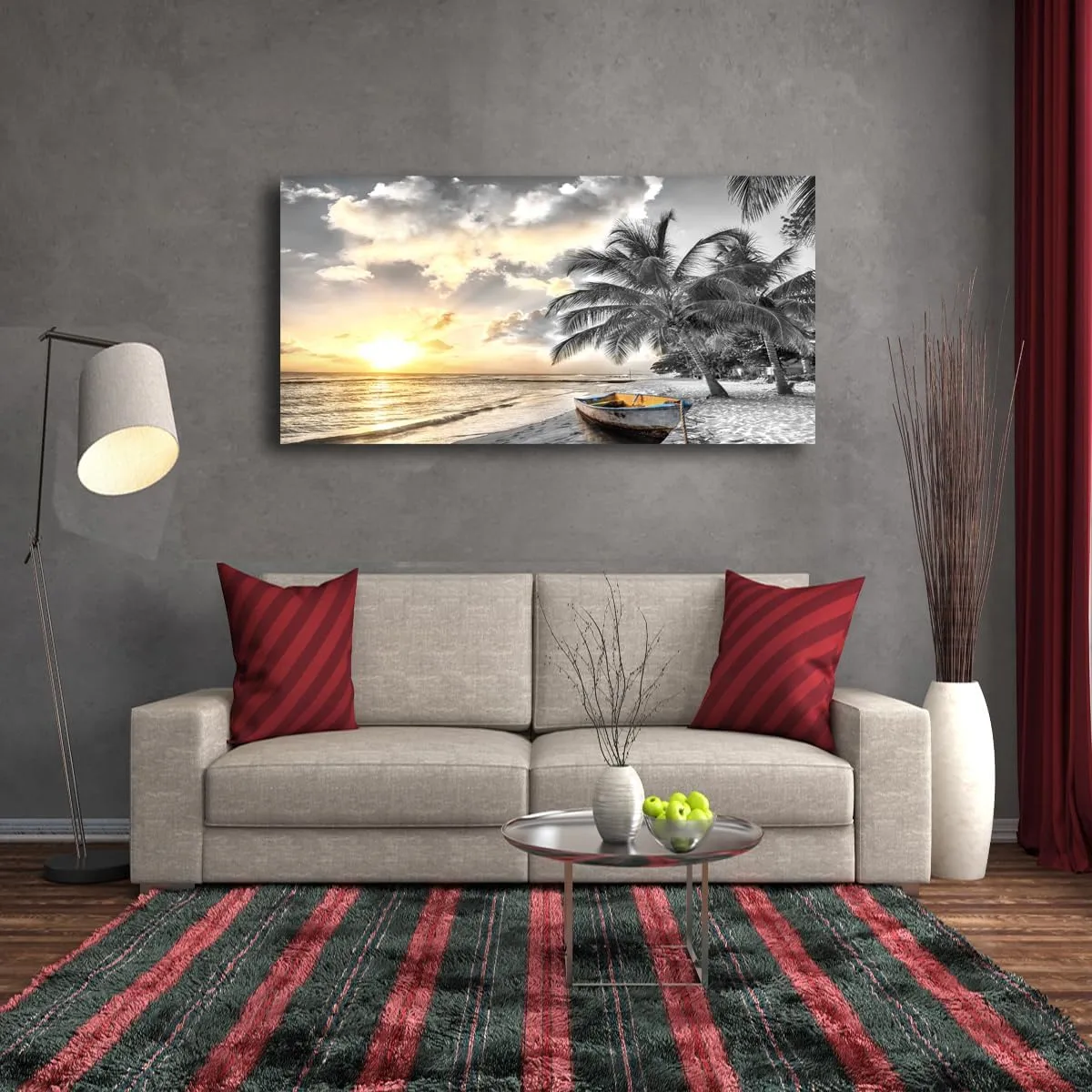Black and White Beach Pictures Canvas Wall Art for Living room Bedroom Wall Decor,Seascape Wall Art Print Paitnings for home Decor,Morden Artwork Sunset Canvas Art Waterproof Stretched Ready to